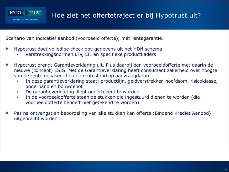 Hypotrust brengt Garantieverklaring uit. Plus daarbij een voorbeeldofferte met daarin de nieuwe (concept) ESIS.