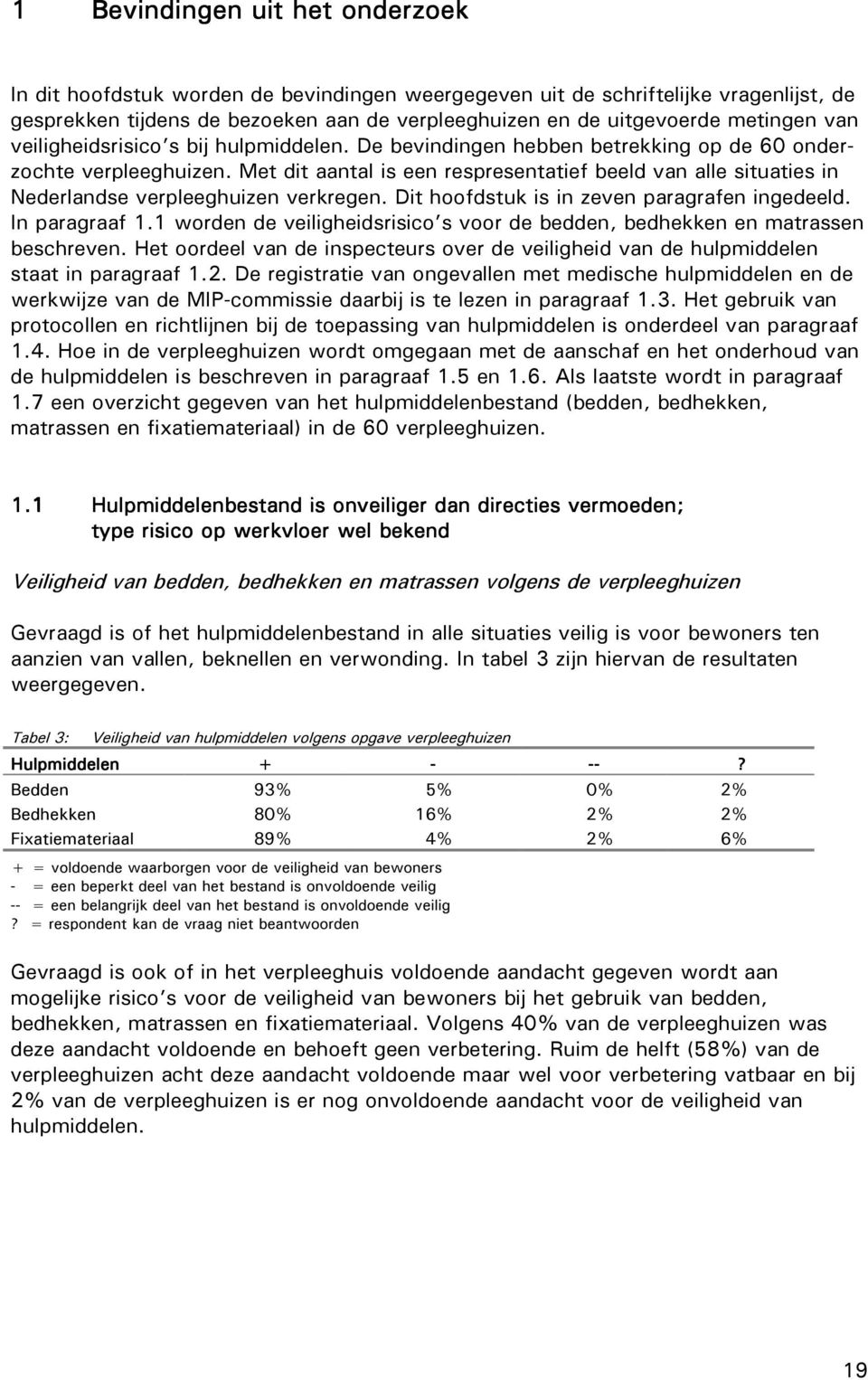 Met dit aantal is een respresentatief beeld van alle situaties in Nederlandse verpleeghuizen verkregen. Dit hoofdstuk is in zeven paragrafen ingedeeld. In paragraaf 1.