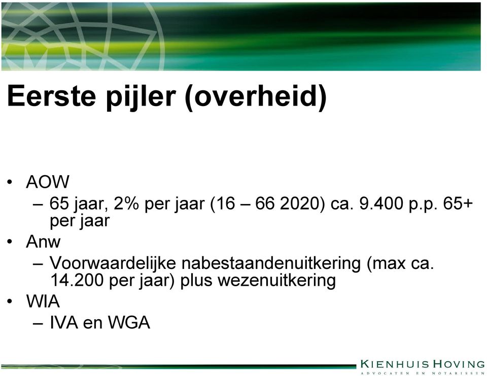 p. 65+ per jaar Anw Voorwaardelijke