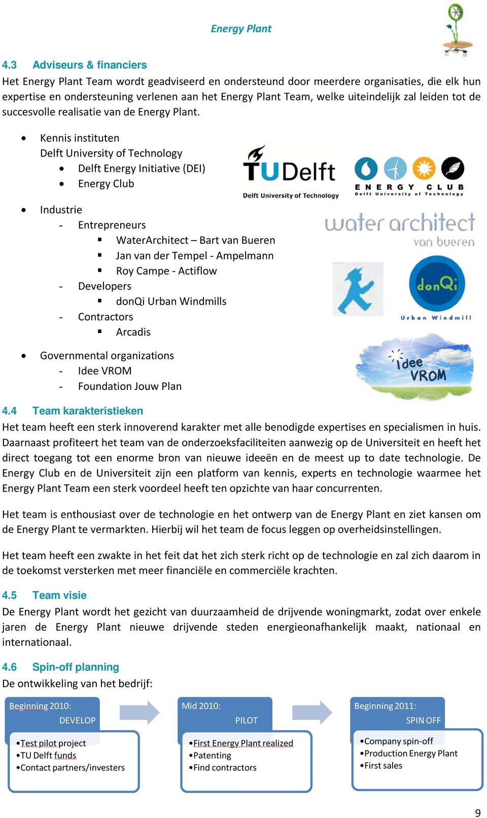 Kennis instituten Delft University of Technology Delft Energy Initiative (DEI) Energy Club Industrie - Entrepreneurs WaterArchitect Bart van Bueren Jan van der Tempel - Ampelmann Roy Campe - Actiflow