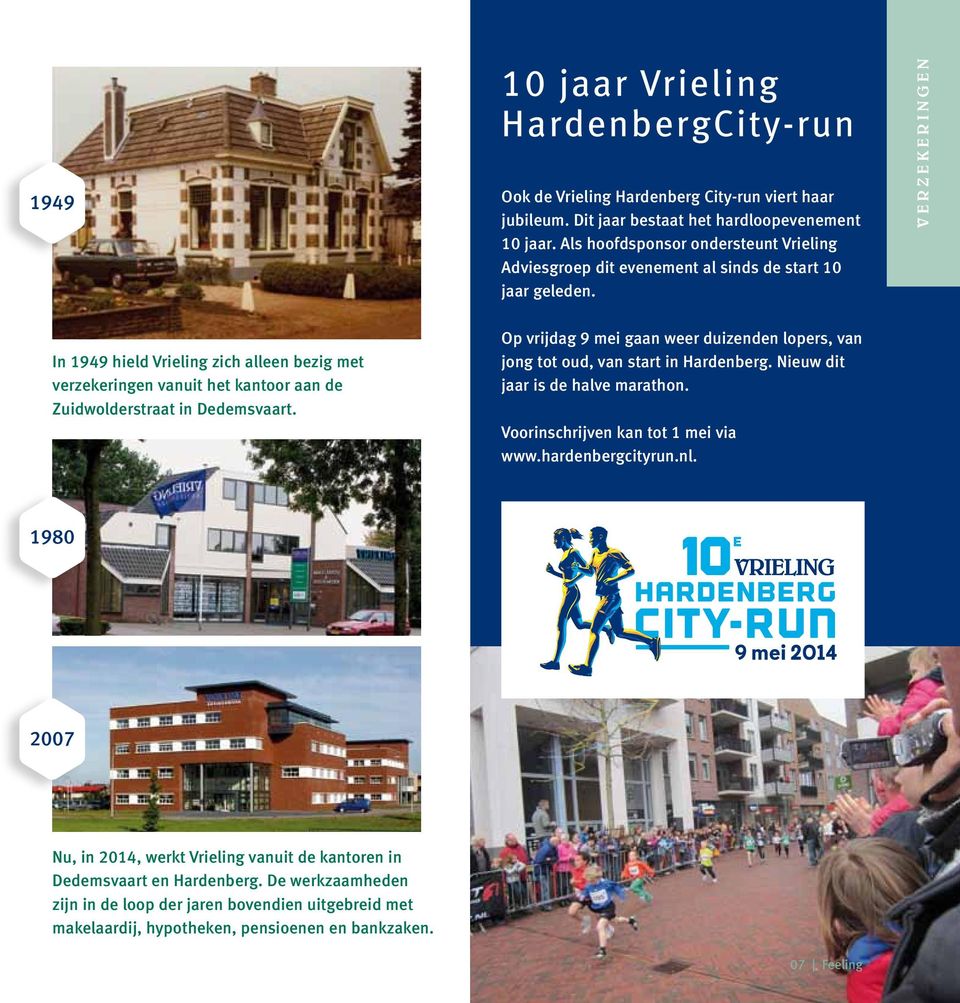 Verzekeringen In 1949 hield Vrieling zich alleen bezig met verzekeringen vanuit het kantoor aan de Zuidwolderstraat in Dedemsvaart.