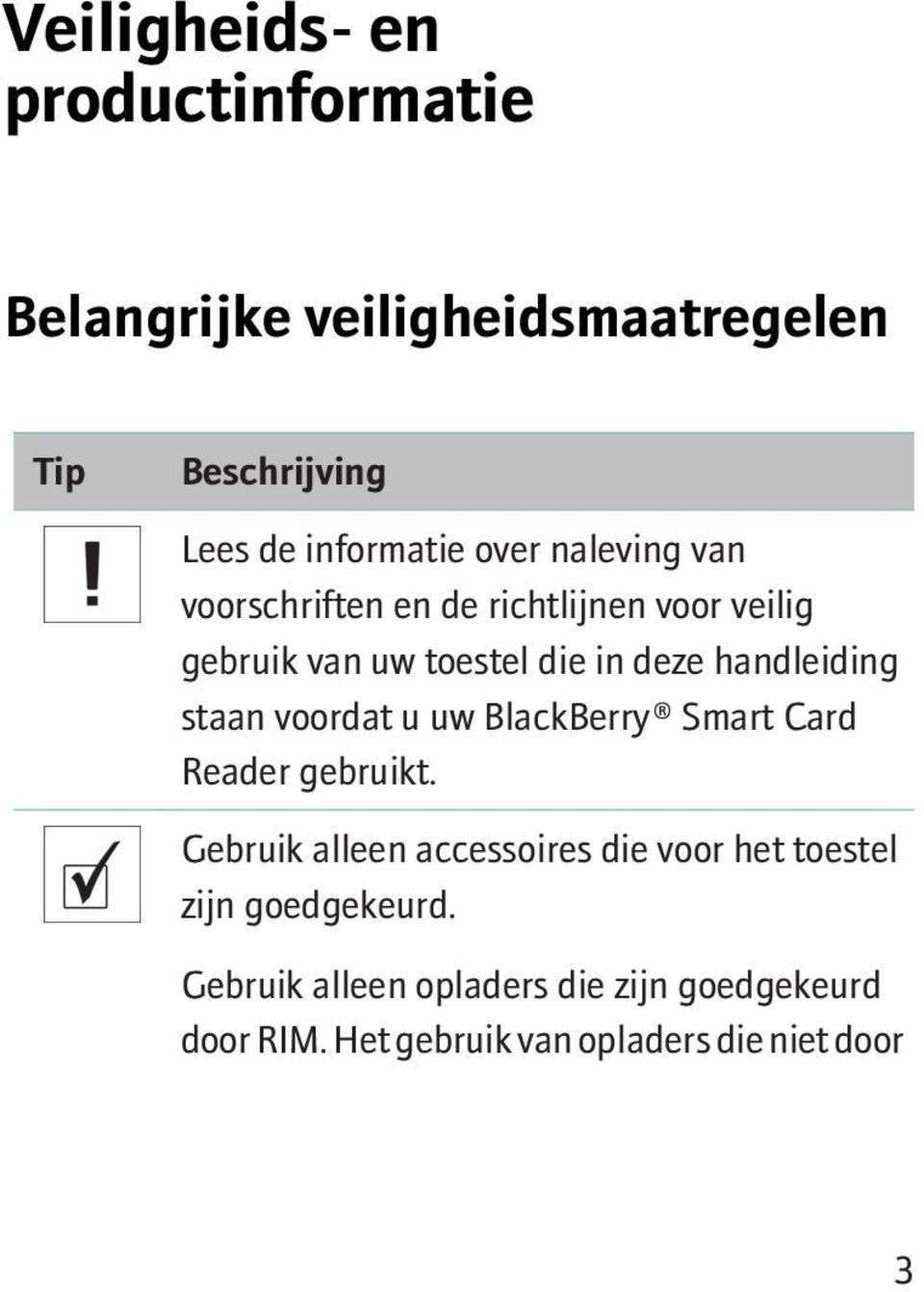 staan voordat u uw BlackBerry Smart Card Reader gebruikt.