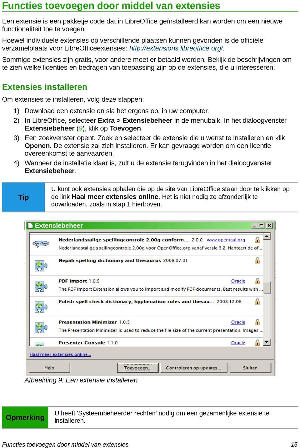 Sommige extensies zijn gratis, voor andere moet er betaald worden. Bekijk de beschrijvingen om te zien welke licenties en bedragen van toepassing zijn op de extensies, die u interesseren.