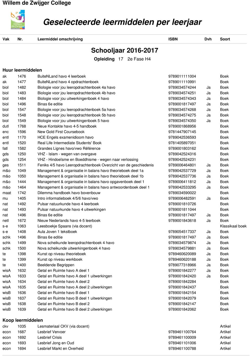 Biologie voor jou leeropdrachtenboek 5a havo 9789034574268 Ja biol 1548 Biologie voor jou leeropdrachtenboek 5b havo 9789034574275 Ja biol 1549 Biologie voor jou uitwerkingenboek 5 havo 9789034574350