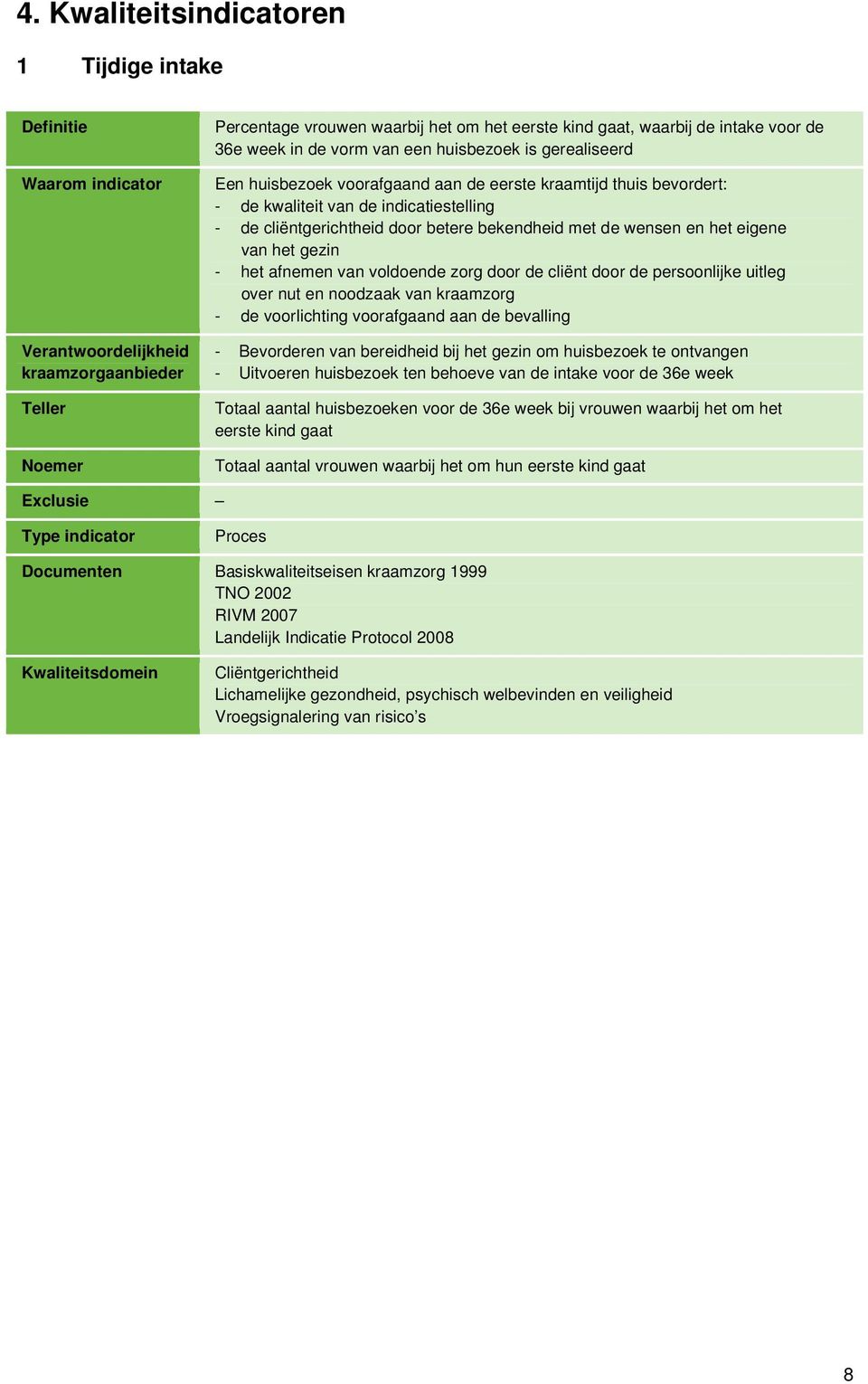 afnemen van voldoende zorg door de cliënt door de persoonlijke uitleg over nut en noodzaak van kraamzorg - de voorlichting voorafgaand aan de bevalling - Bevorderen van bereidheid bij het gezin om