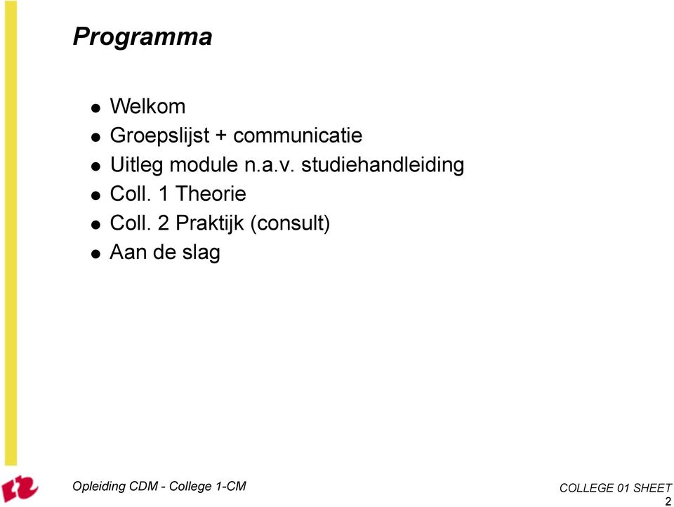 studiehandleiding Coll. 1 Theorie Coll.