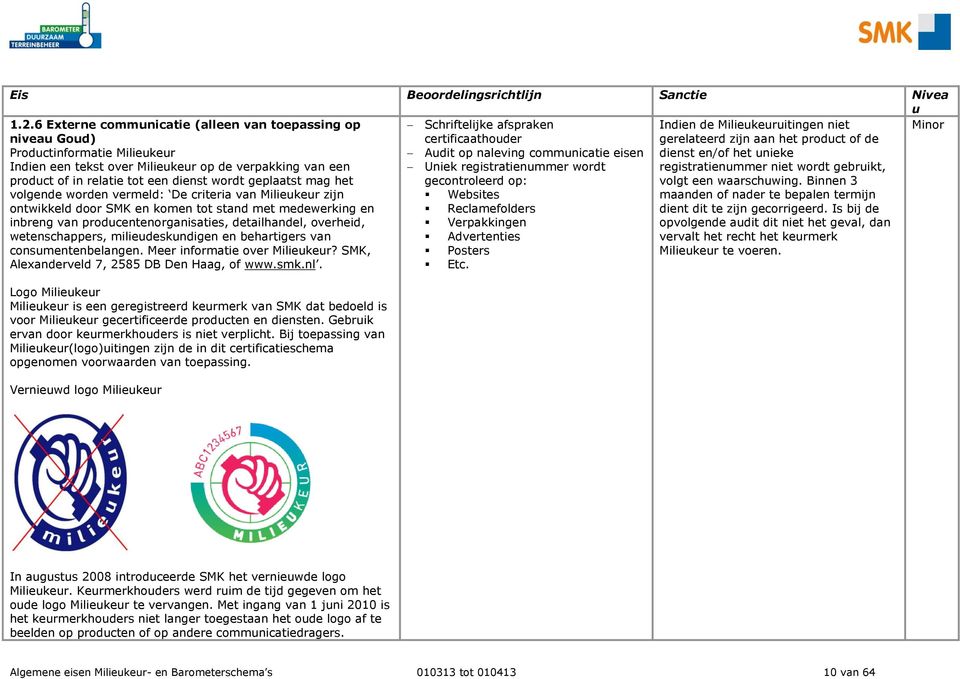 geplaatst mag het Schriftelijke afspraken certificaathouder Audit op naleving communicatie eisen Uniek registratienummer wordt gecontroleerd op: Indien de Milieukeuruitingen niet gerelateerd zijn aan