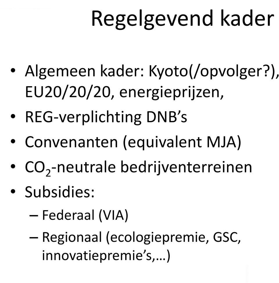 Convenanten (equivalent MJA) CO 2 -neutrale