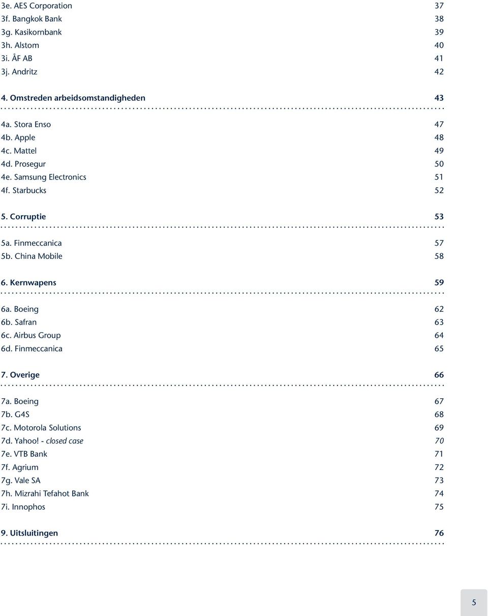 China Mobile 58 6. Kernwapens 59 6a. Boeing 62 6b. Safran 63 6c. Airbus Group 64 6d. Finmeccanica 65 7. Overige 66 7a. Boeing 67 7b. G4S 68 7c.