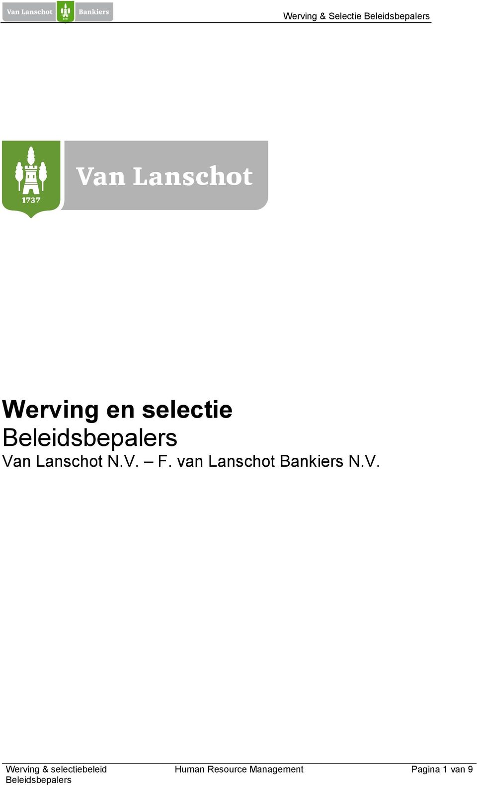 van Lanschot Bankiers N.V.