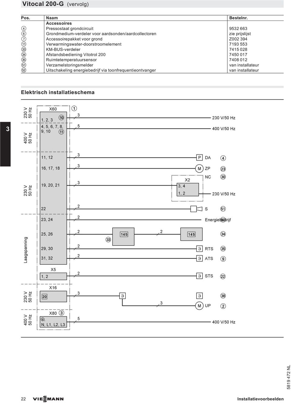 Afstandsbediening Vitotrol 200 7450 017 et Ruimtetemperatuursensor 7408 012 tq Verzamelstoringsmelder van installateur tw