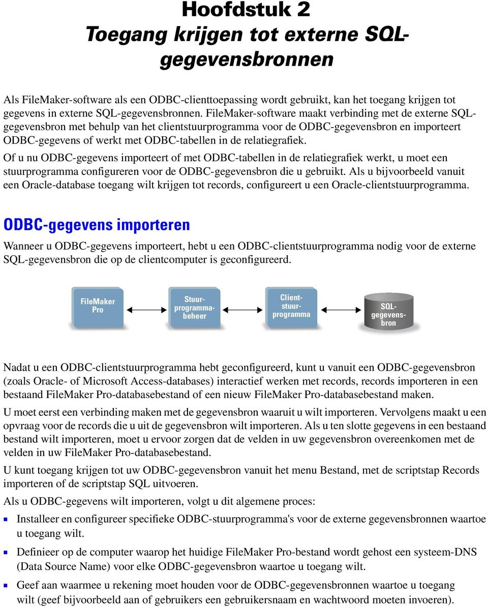 relatiegrafiek. Of u nu ODBC-gegevens importeert of met ODBC-tabellen in de relatiegrafiek werkt, u moet een stuurprogramma configureren voor de ODBC-gegevensbron die u gebruikt.