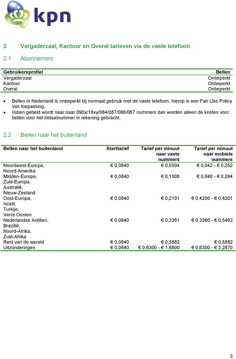 Policy van toepassing. Indien gebeld wordt naar naar 090x/18xy/084/087/066/067 nummers dan worden alleen de kosten voor bellen voor het betaalnummer in rekening gebracht. 2.