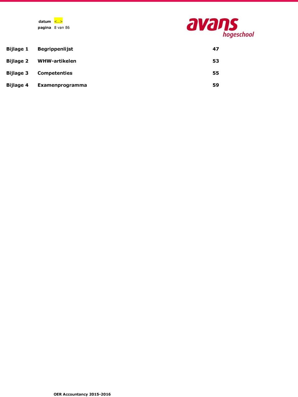 WHW-artikelen 53 Bijlage 3