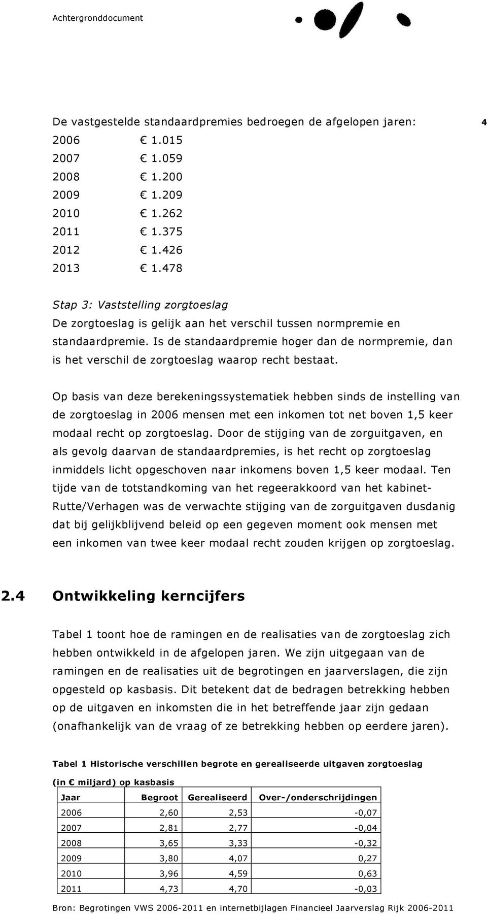 Is de standaardpremie hoger dan de normpremie, dan is het verschil de zorgtoeslag waarop recht bestaat.