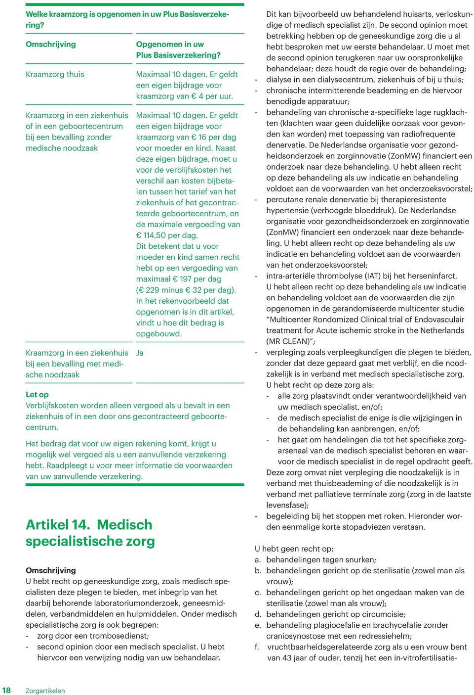 Plus Basisverzekering? Maximaal 10 dagen. Er geldt een eigen bijdrage voor kraamzorg van 4 per uur. Maximaal 10 dagen. Er geldt een eigen bijdrage voor kraamzorg van 16 per dag voor moeder en kind.