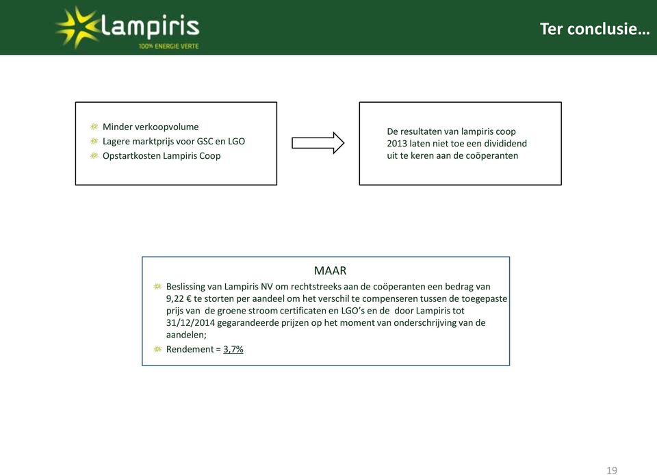 bedrag van 9,22 te storten per aandeel om het verschil te compenseren tussen de toegepaste prijs van de groene stroom certificaten en