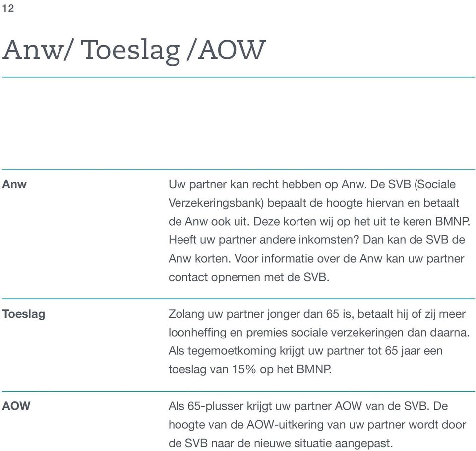 Voor informatie over de Anw kan uw partner contact opnemen met de SVB.