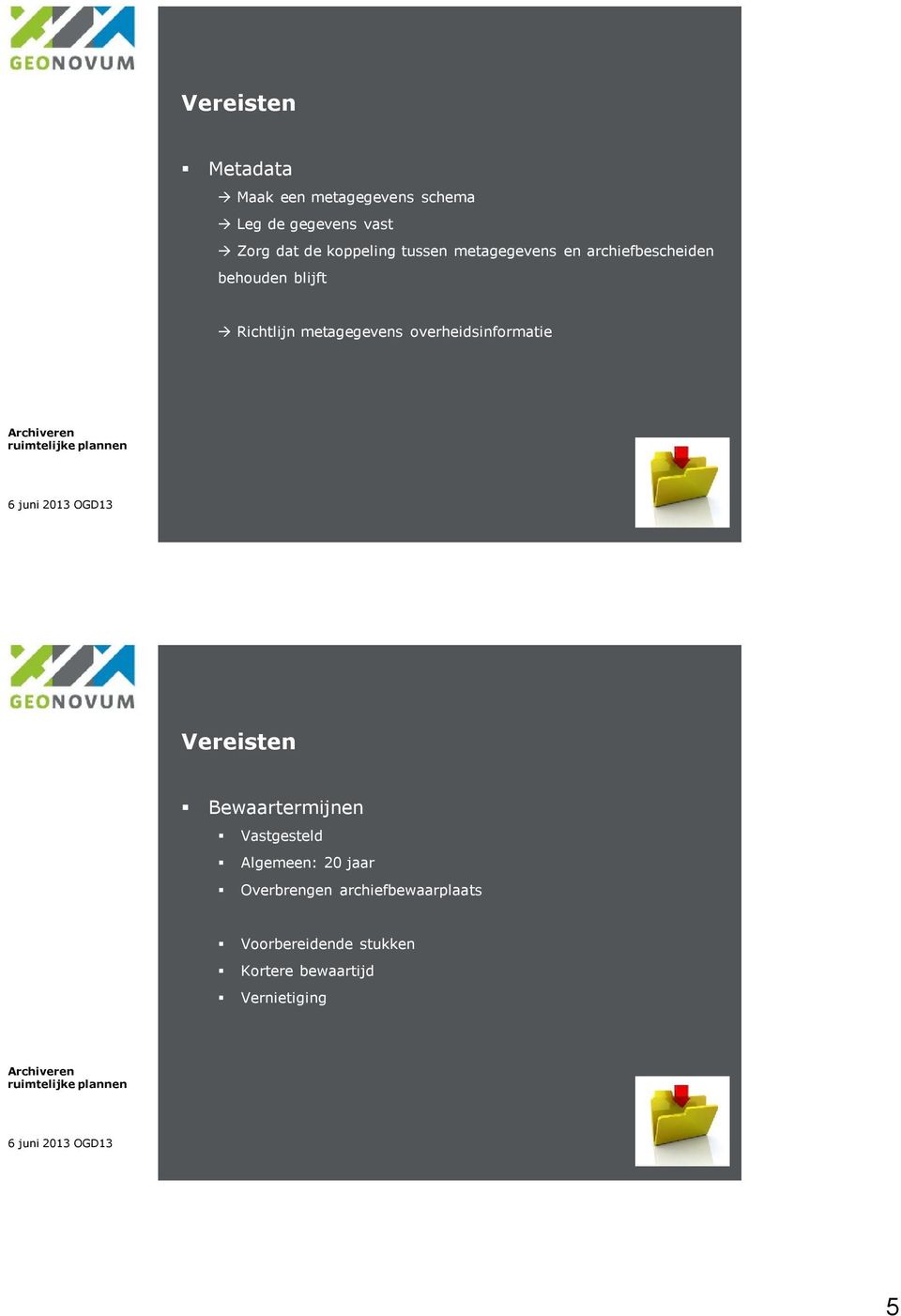 metagegevens overheidsinformatie Vereisten Bewaartermijnen Vastgesteld Algemeen: 20