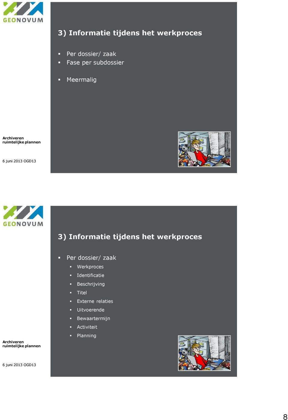 Per dossier/ zaak Werkproces Identificatie Beschrijving Titel