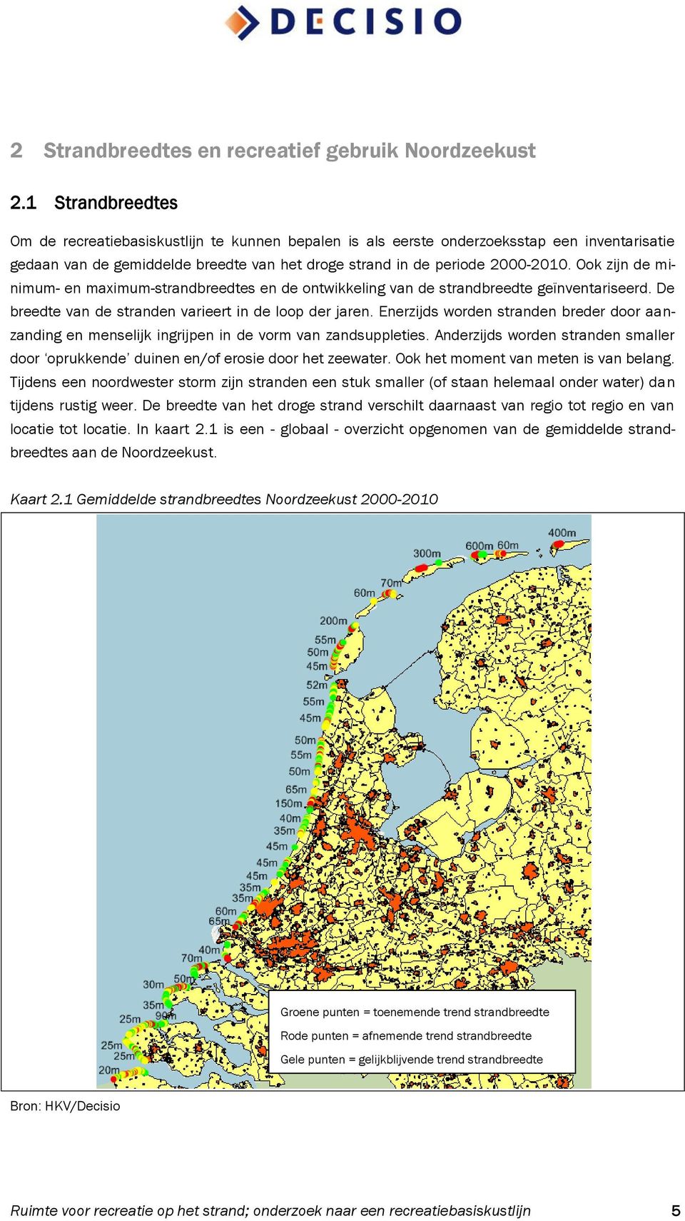 Ook zijn de minimum- en maximum-strandbreedtes en de ontwikkeling van de strandbreedte geïnventariseerd. De breedte van de stranden varieert in de loop der jaren.