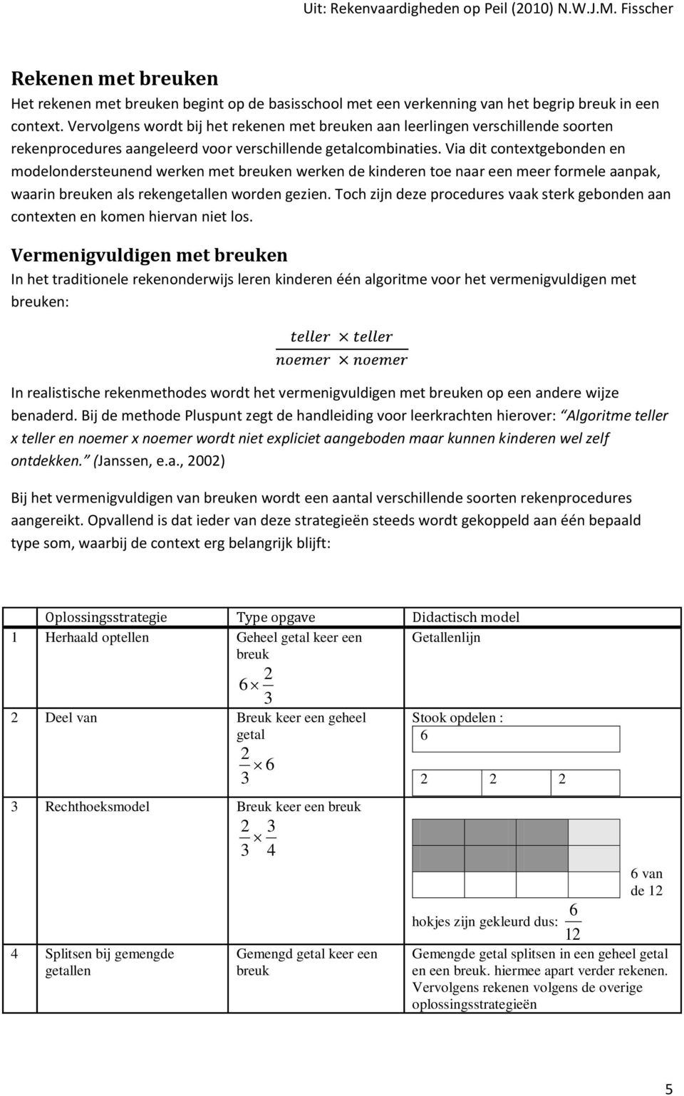 Via dit contextgebonden en modelondersteunend werken met breuken werken de kinderen toe naar een meer formele aanpak, waarin breuken als rekengetallen worden gezien.