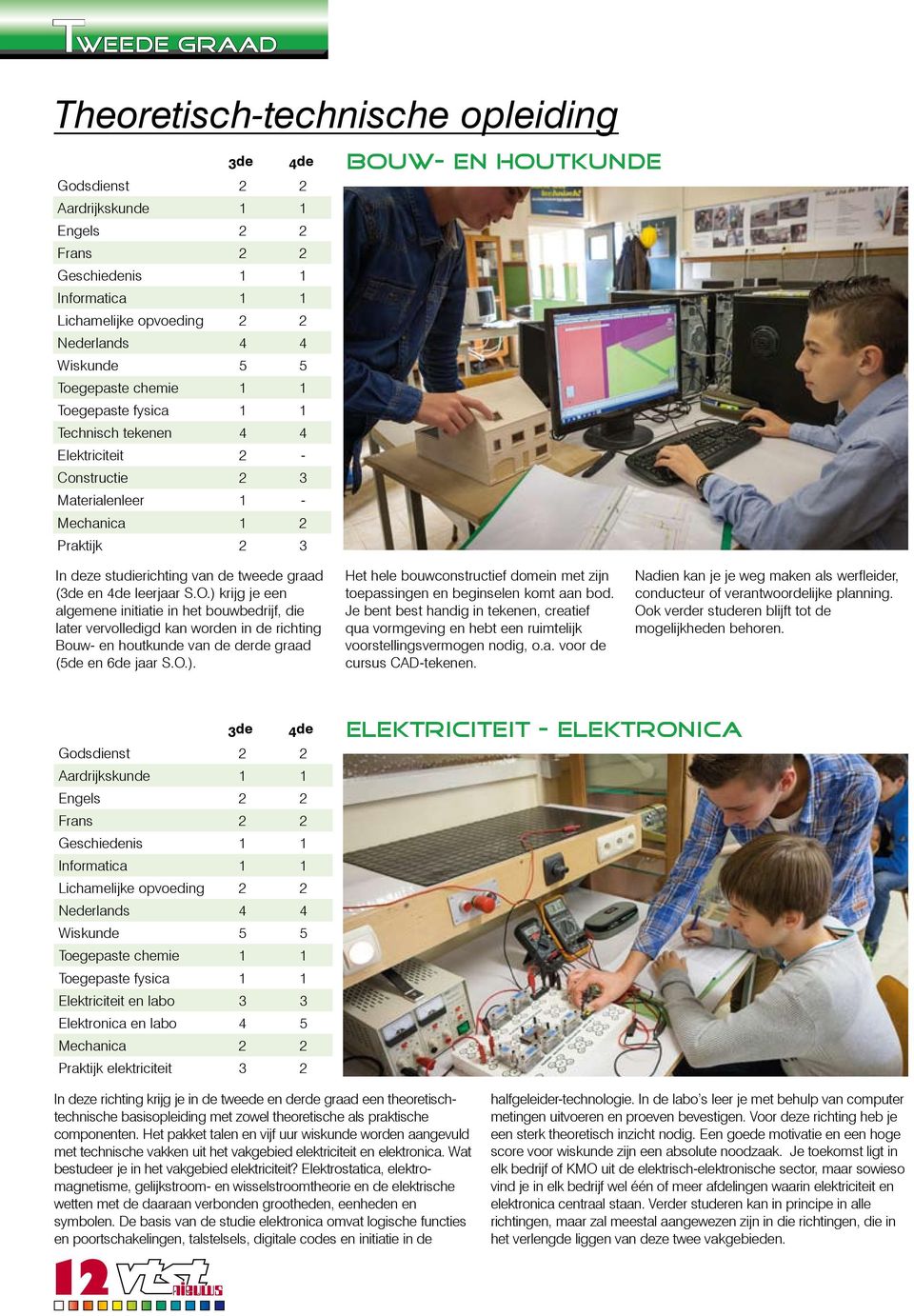 ) krijg je een algemene initiatie in het bouwbedrijf, die later vervolledigd kan worden in de richting Bouw- en houtkunde van de derde graad (5de en 6de jaar S.O.). Het hele bouwconstructief domein met zijn toepassingen en beginselen komt aan bod.