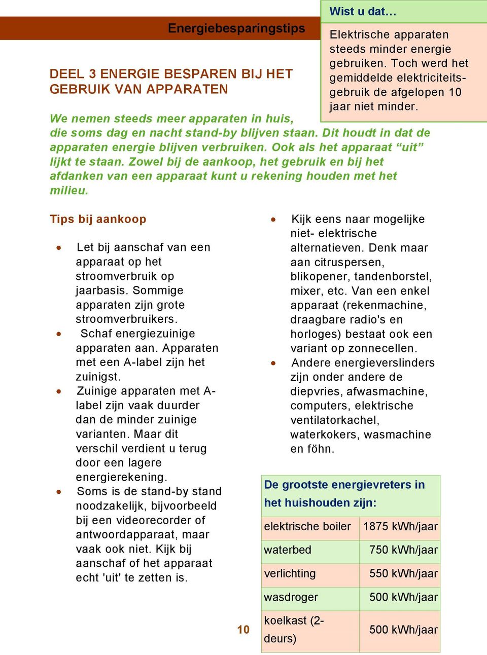 Zowel bij de aankoop, het gebruik en bij het afdanken van een apparaat kunt u rekening houden met het milieu. Tips bij aankoop Let bij aanschaf van een apparaat op het stroomverbruik op jaarbasis.