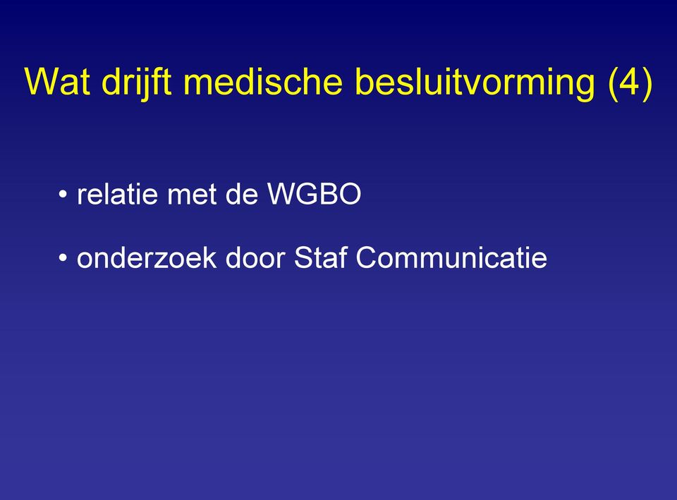 relatie met de WGBO