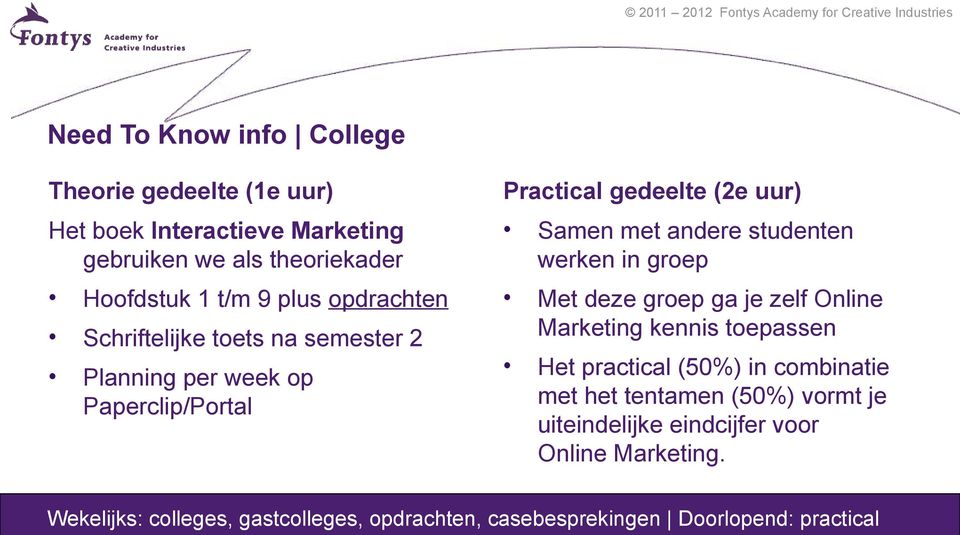 werken in groep Met deze groep ga je zelf Online Marketing kennis toepassen Het practical (50%) in combinatie met het tentamen (50%)