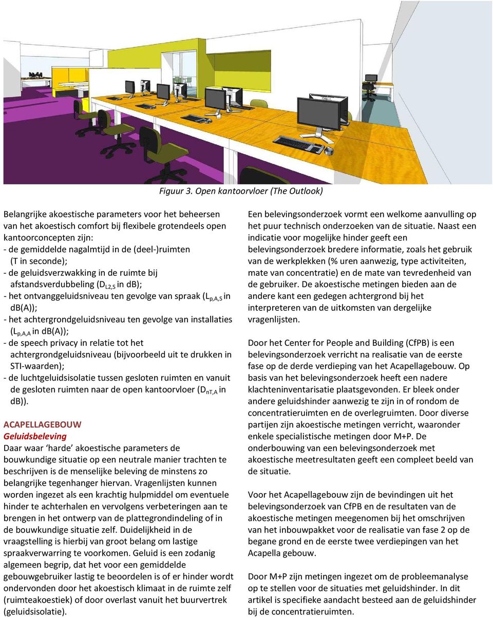 (deel-)ruimten (T in seconde); - de geluidsverzwakking in de ruimte bij afstandsverdubbeling (D L2,S in db); - het ontvanggeluidsniveau ten gevolge van spraak (L p,a,s in db(a)); - het