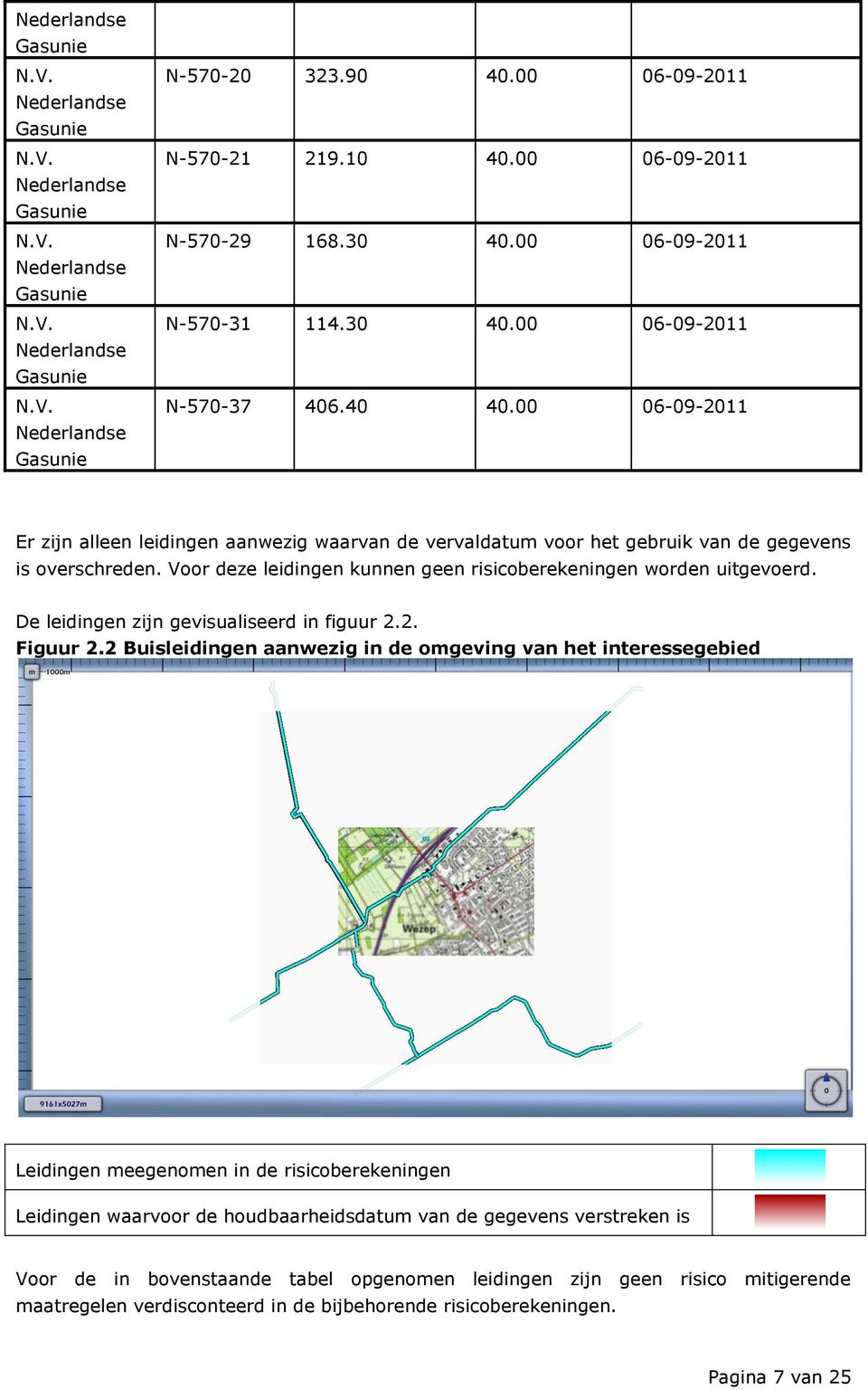 00 06-09-2011 Er zijn alleen leidingen aanwezig waarvan de vervaldatum voor het gebruik van de gegevens is overschreden. Voor deze leidingen kunnen geen risicoberekeningen worden uitgevoerd.