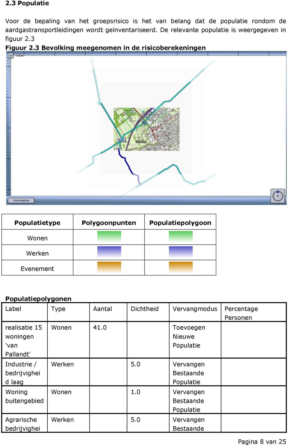 3 Bevolking meegenomen in de risicoberekeningen type Polygoonpunten polygoon Wonen Werken Evenement polygonen Label Type Aantal Dichtheid