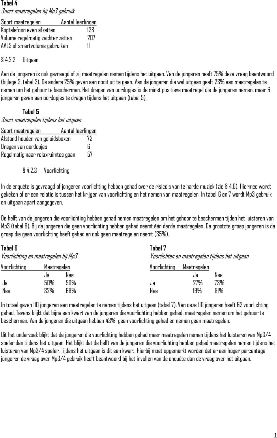 Van de jongeren die wel uitgaan geeft 23% aan maatregelen te nemen om het gehoor te beschermen.