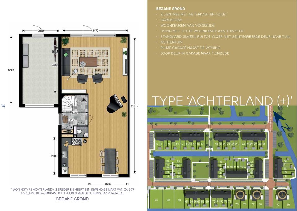 GARAGE NAAST DE WONING LOOP DEUR IN GARAGE NAAR TUINZIJDE 14 TYPE ACHTERLAND (+) N * WONINGTYPE ACHTERLAND+