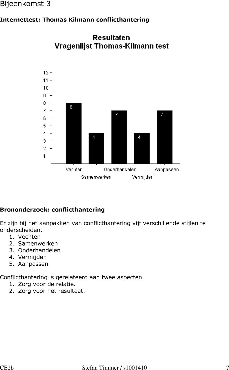 Vechten 2. Samenwerken 3. Onderhandelen 4. Vermijden 5.