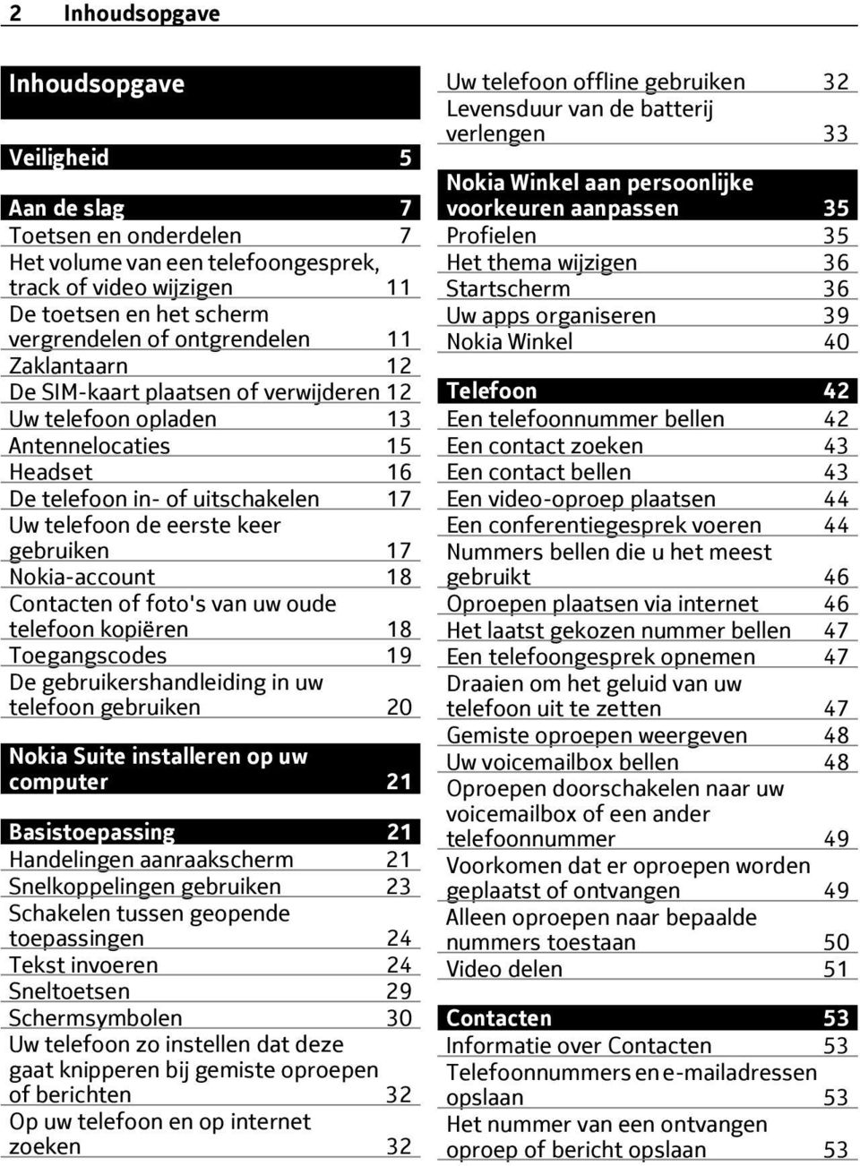 18 Contacten of foto's van uw oude telefoon kopiëren 18 Toegangscodes 19 De gebruikershandleiding in uw telefoon gebruiken 20 Nokia Suite installeren op uw computer 21 Basistoepassing 21 Handelingen