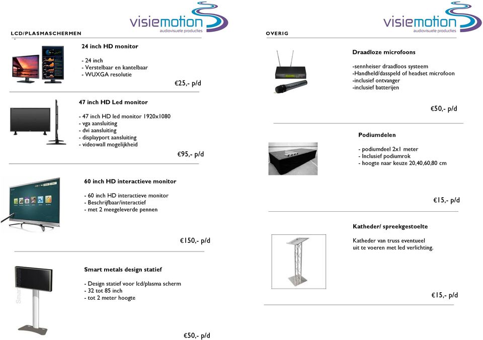 Podiumdelen - podiumdeel 2x1 meter - Inclusief podiumrok - hoogte naar keuze 20,40,60,80 cm 60 inch HD interactieve monitor - 60 inch HD interactieve monitor - Beschrijfbaar/interactief - met 2