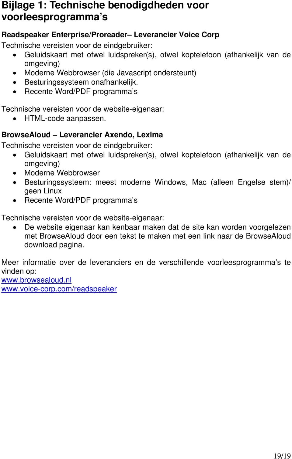 Recente Word/PDF programma s Technische vereisten voor de website-eigenaar: HTML-code aanpassen.