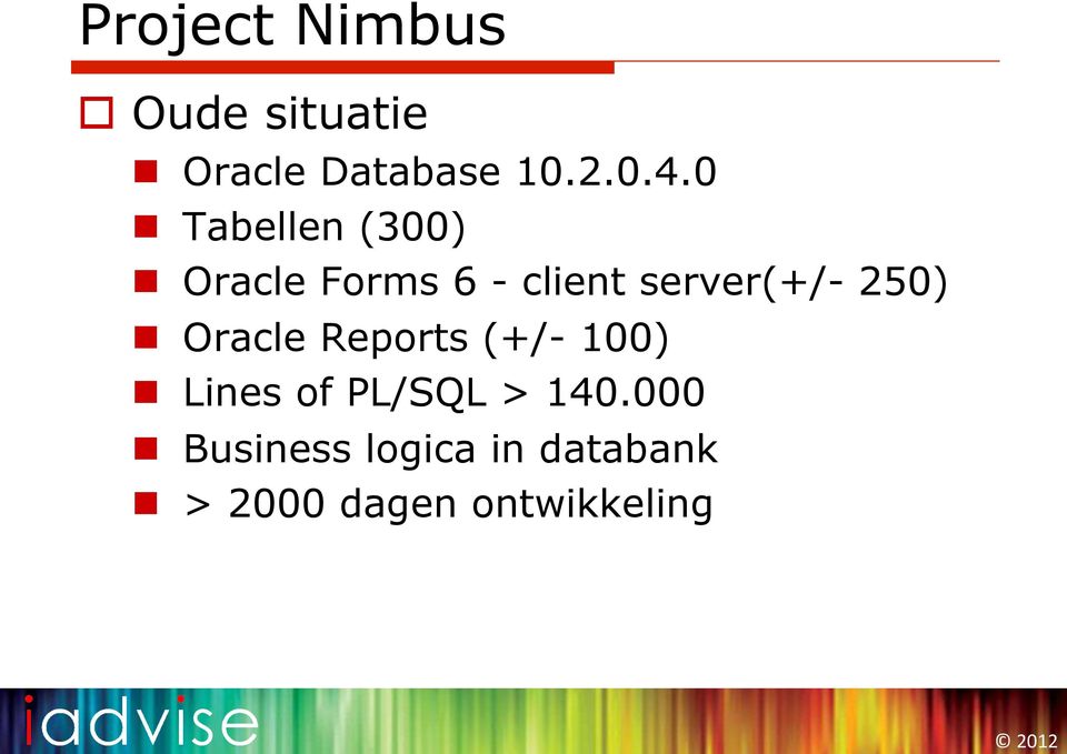 250) n Oracle Reports (+/- 100) n Lines of PL/SQL > 140.