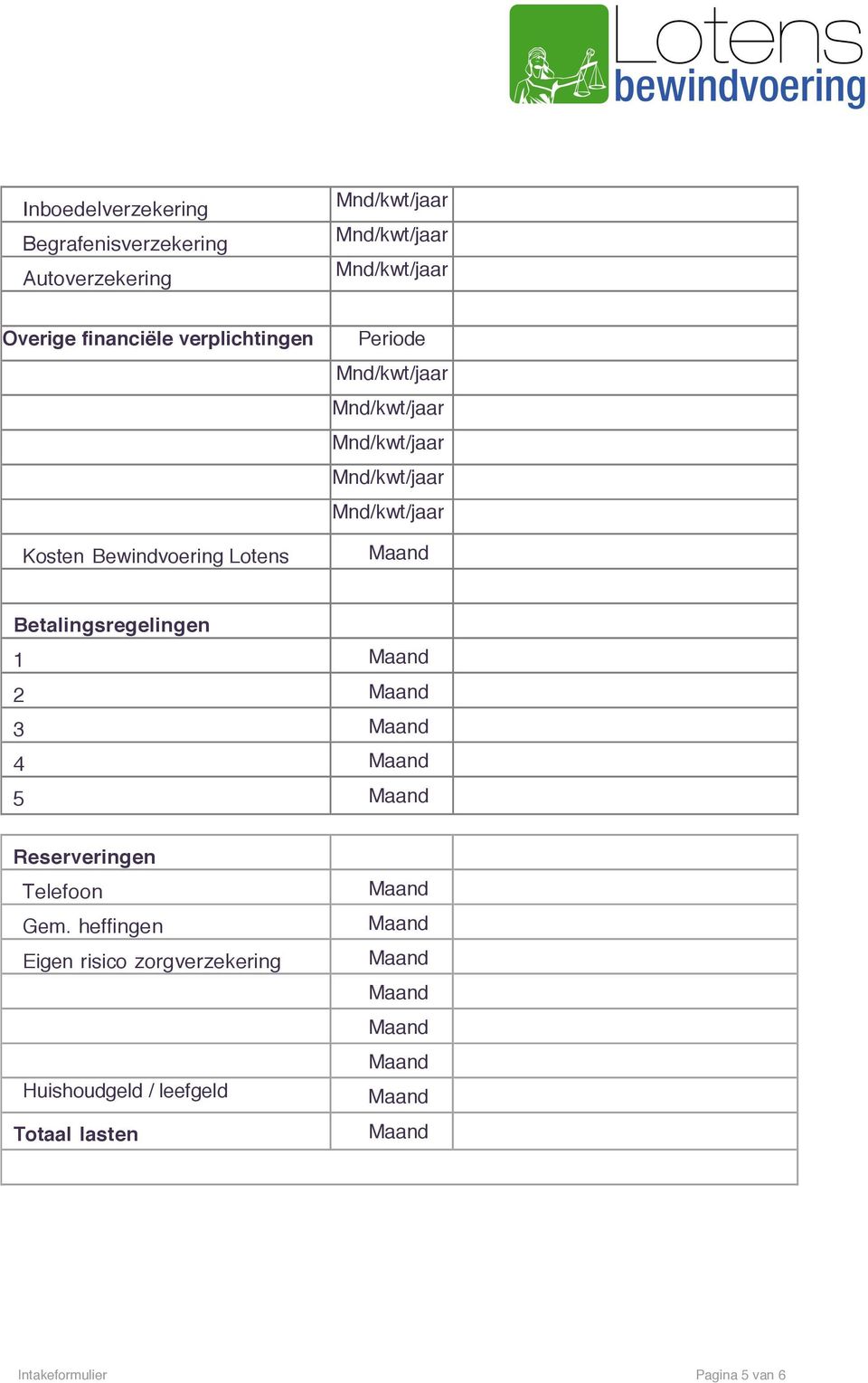 Betalingsregelingen 1 2 3 4 5 Reserveringen Gem.