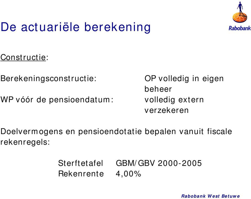 extern verzekeren Doelvermogens en pensioendotatie bepalen