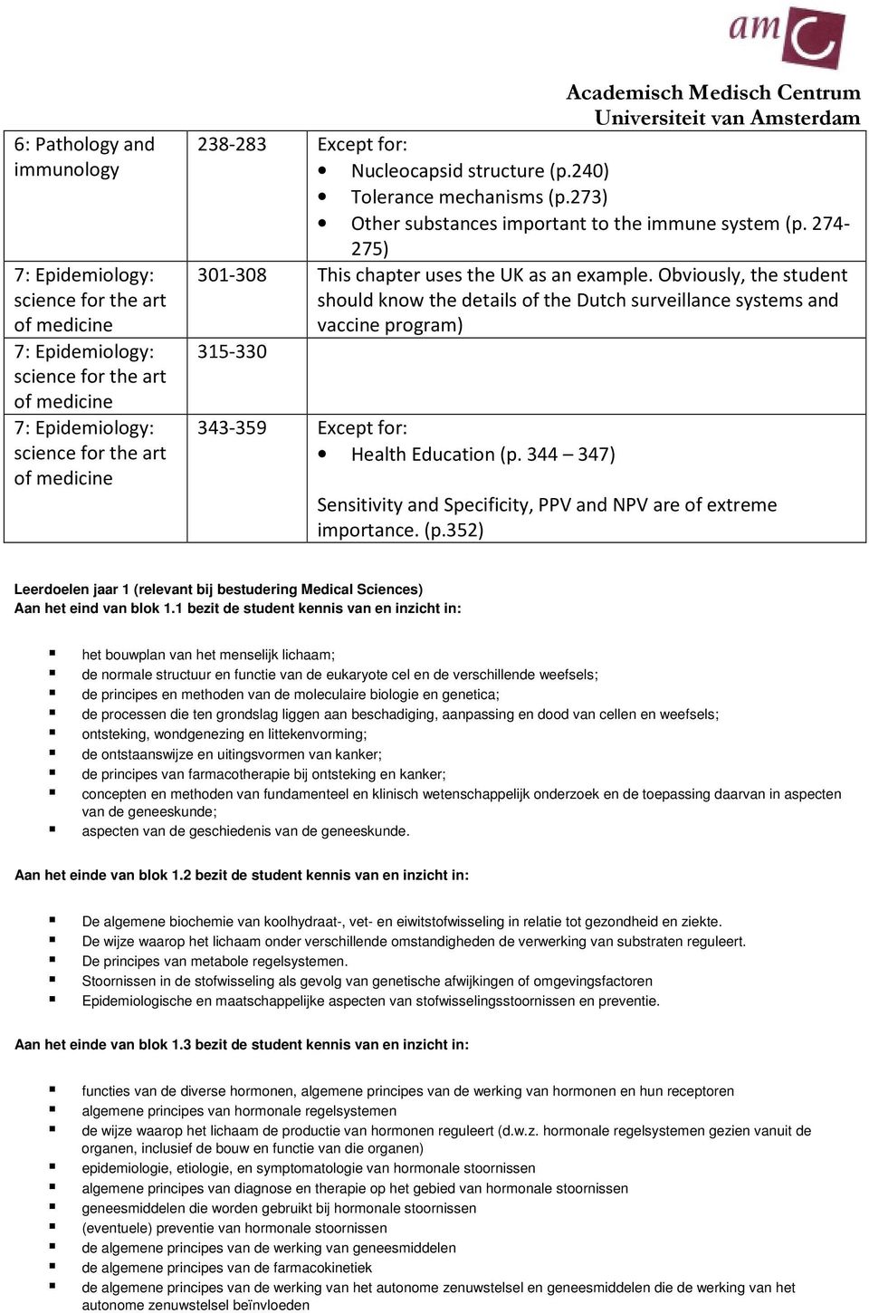 Obviously, the student should know the details of the Dutch surveillance systems and vaccine program) 315-330 343-359 Except for: Health Education (p.