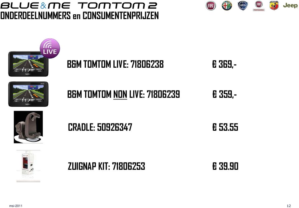 TOMTOM NON LIVE: 71806239 359,- CRADLE: