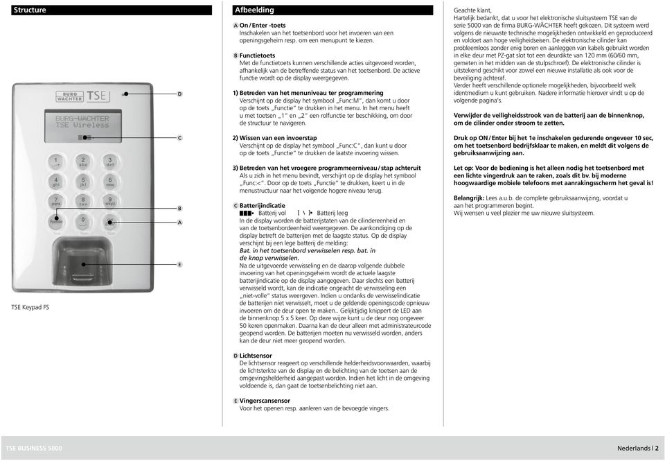 1) Betreden van het menuniveau ter programmering Verschijnt op de display het symbool Func:M, dan komt u door op de toets Functie te drukken in het menu.