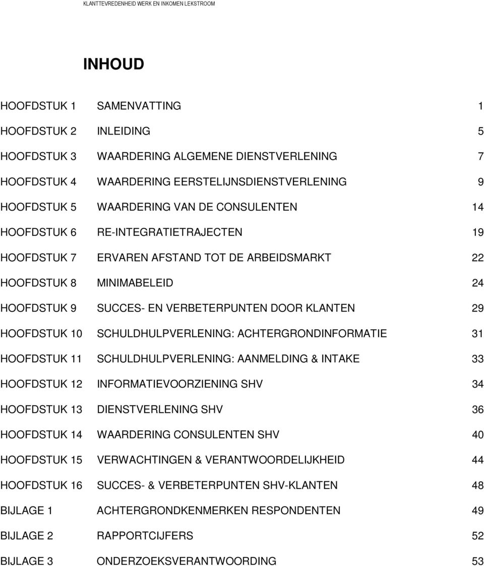 SCHULDHULPVERLENING: ACHTERGRONDINFORMATIE 31 HOOFDSTUK 11 SCHULDHULPVERLENING: AANMELDING & INTAKE 33 HOOFDSTUK 12 INFORMATIEVOORZIENING SHV 34 HOOFDSTUK 13 DIENSTVERLENING SHV 36 HOOFDSTUK 14