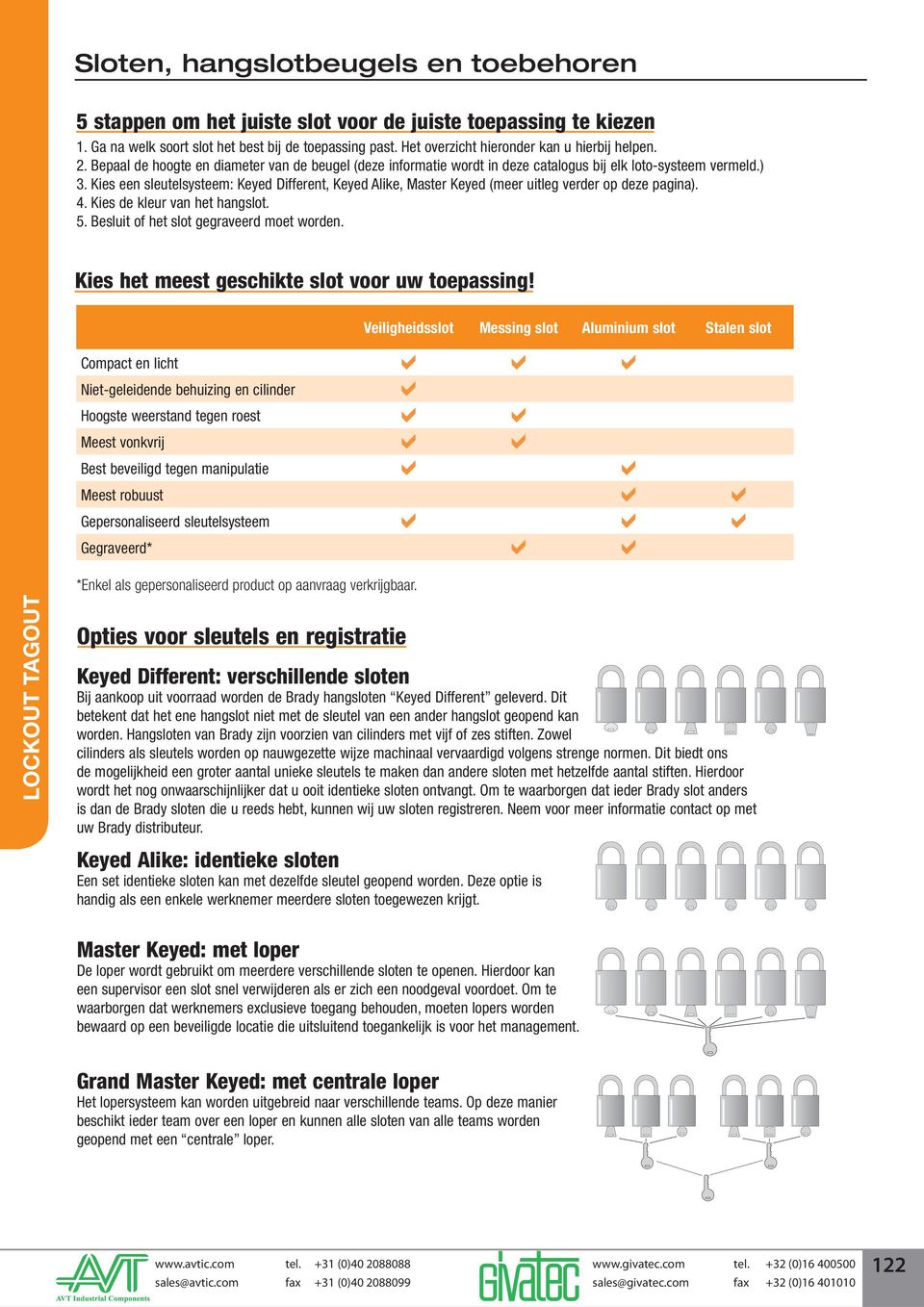 Kies een sleutelsysteem: Keyed Different, Keyed Alike, Master Keyed (meer uitleg verder op deze pagina). 4. Kies de kleur van het hangslot. 5. Besluit of het slot gegraveerd moet worden.