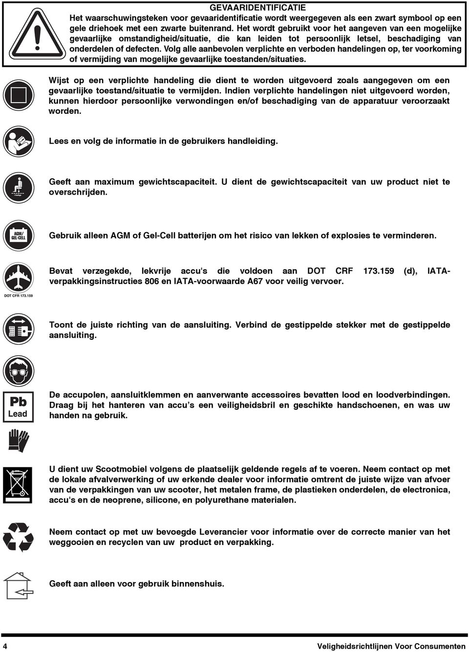 Lees en volg de informatie in de gebruikers handleiding. Geeft aan maximum gewichtscapaciteit. U dient de gewichtscapaciteit van uw product niet te overschrijden.