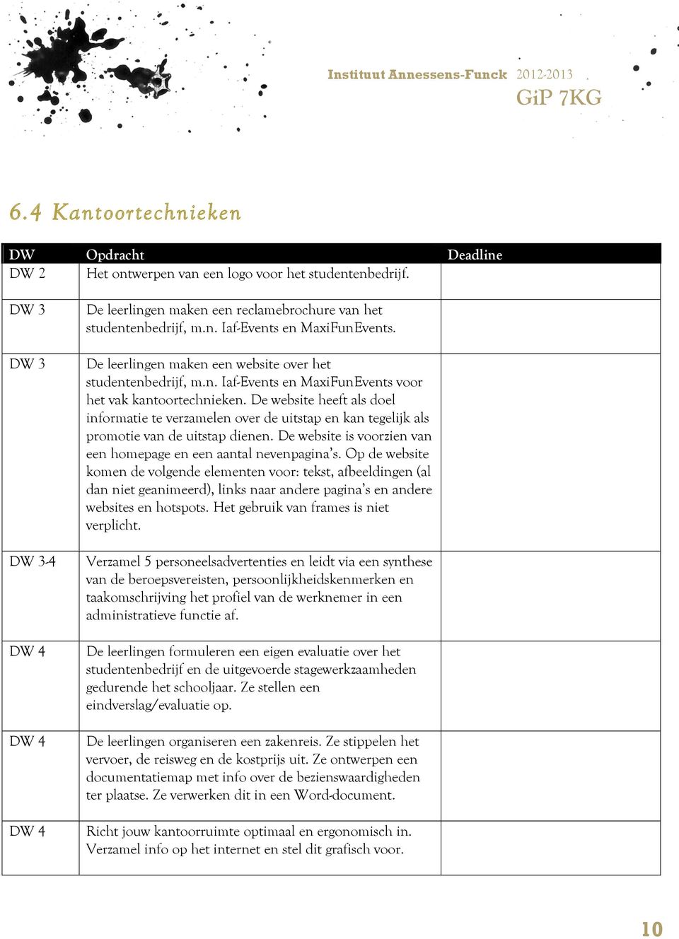 De website heeft als doel informatie te verzamelen over de uitstap en kan tegelijk als promotie van de uitstap dienen. De website is voorzien van een homepage en een aantal nevenpagina s.