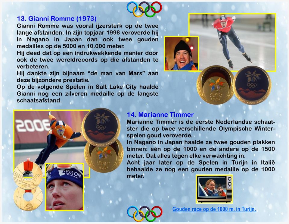 Op de volgende Spelen in Salt Lake City haalde Gianni nog een zilveren medaille op de langste schaatsafstand. 14.